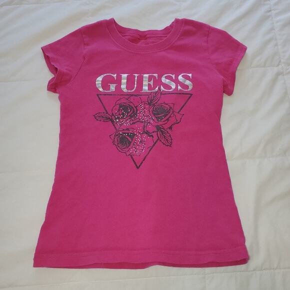 Guess small 7/8 girls pink cotton tee - Picture 1 of 5